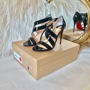 CHRISTIAN LOUBOUTIN PATENT STRAP SANDAL HEEL
